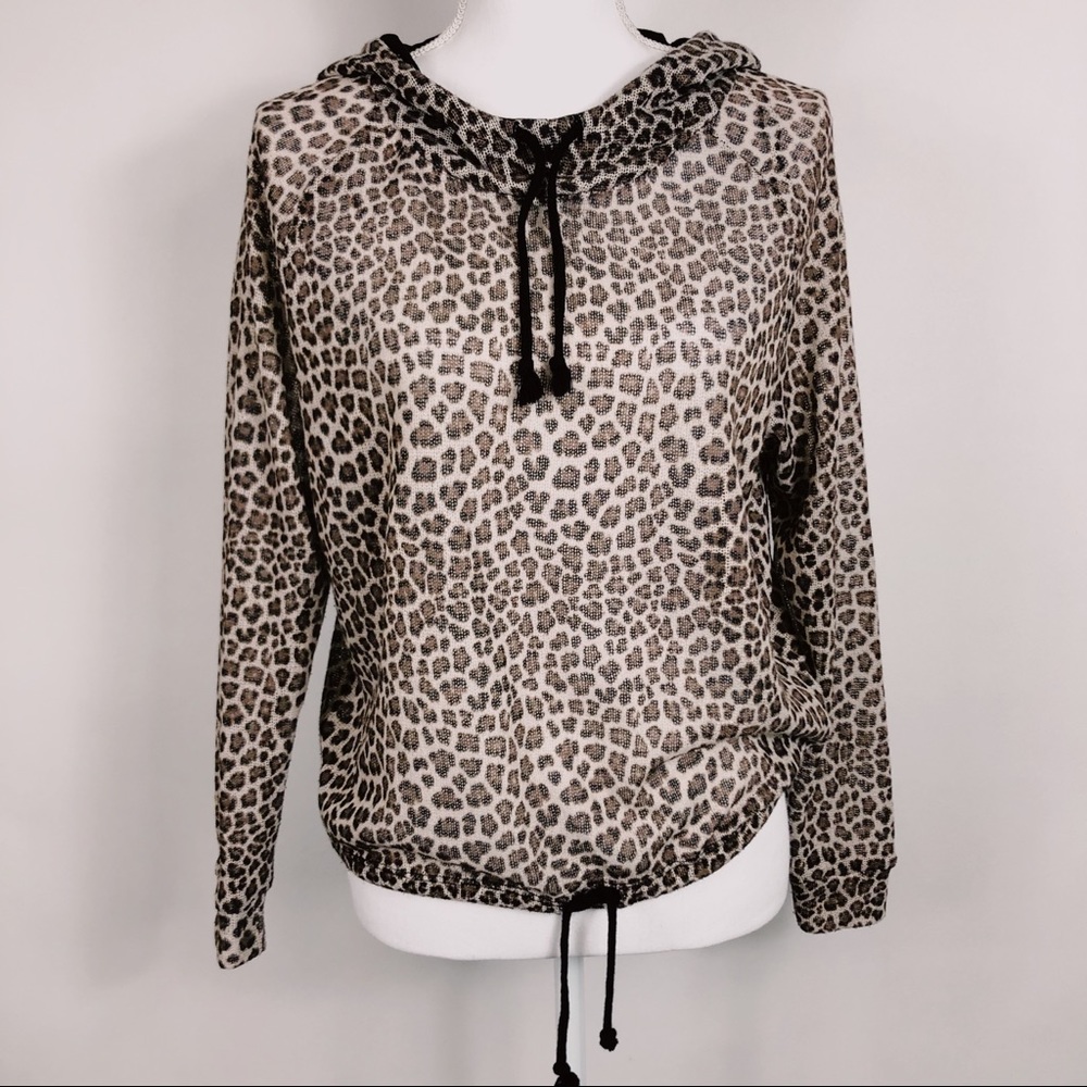 DIVIDED by H & M Leopard Funnel Neck Hoodie, Sz S